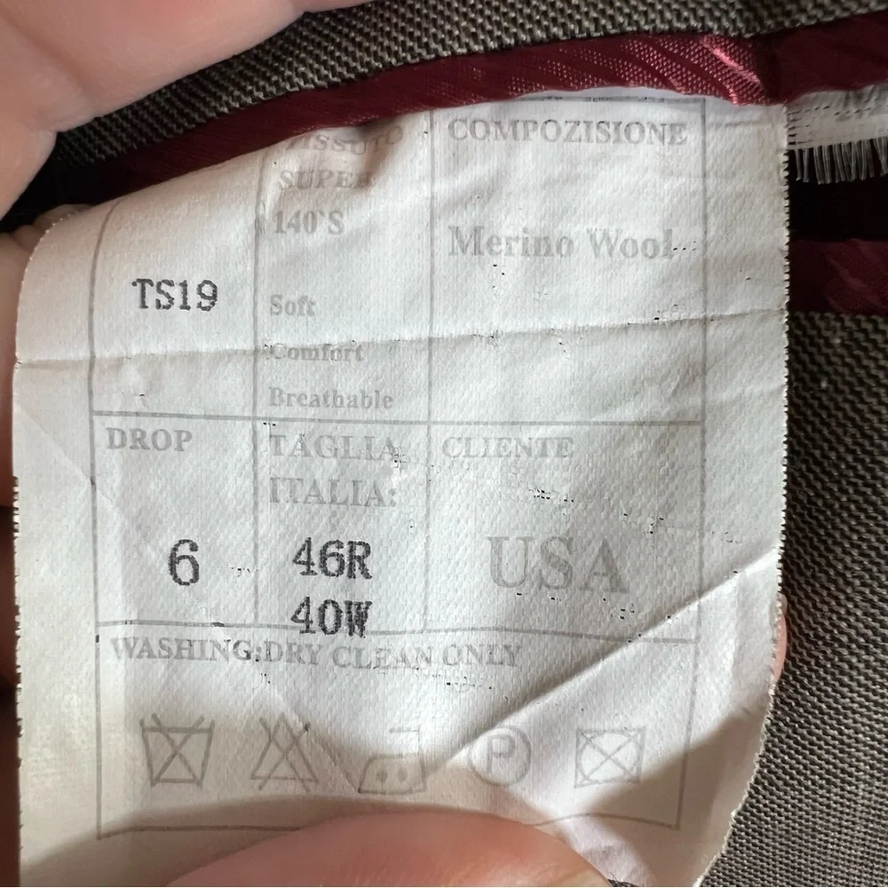 SACARI Classic 100% Merino Wool Gray Blazer Jacket Men’s 46R Suit Coat 3-Button